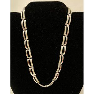 Vintage Coro Silver Tone Textured Link Choker Necklace